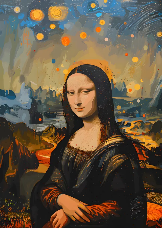 Mona Lisa - Fırça İzleriyle metal tablo
