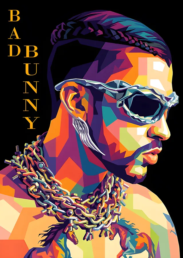 Bad Bunny - Renkli Pop Art metal tablo
