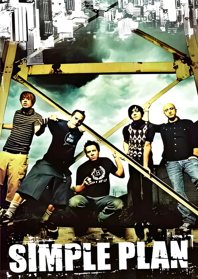 Simple Plan - Çatı İskeletinde Grup metal tablo