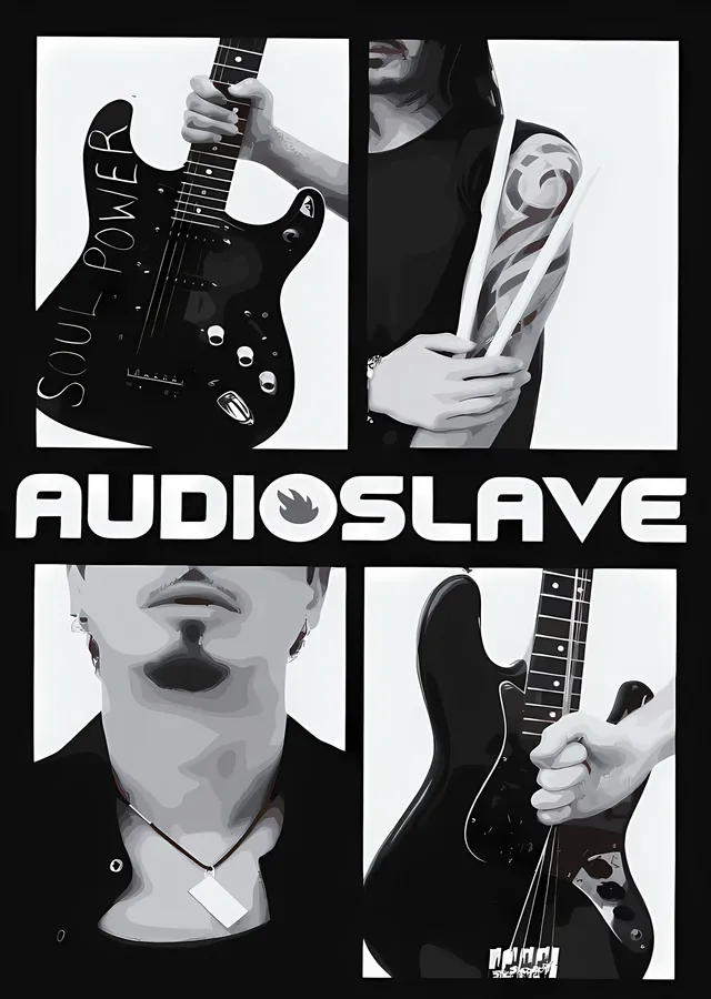 Audioslave - Dört Panelli Grup Afişi metal tablo