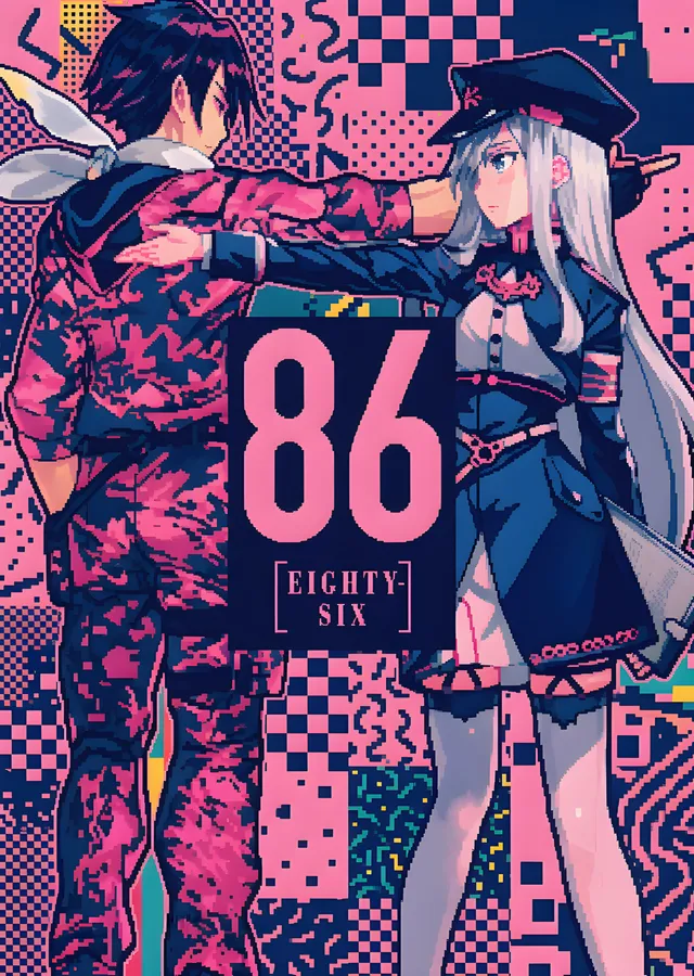 86 Eighty-Six - Pembe Mavi Karakter Afişi metal tablo