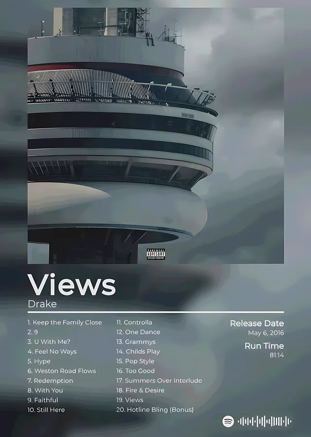 Drake - Views metal tablo