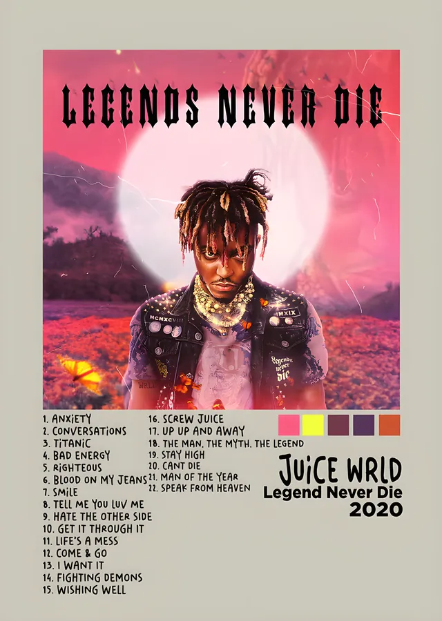 Juice WRLD - Legends Never Die Künyesi metal tablo