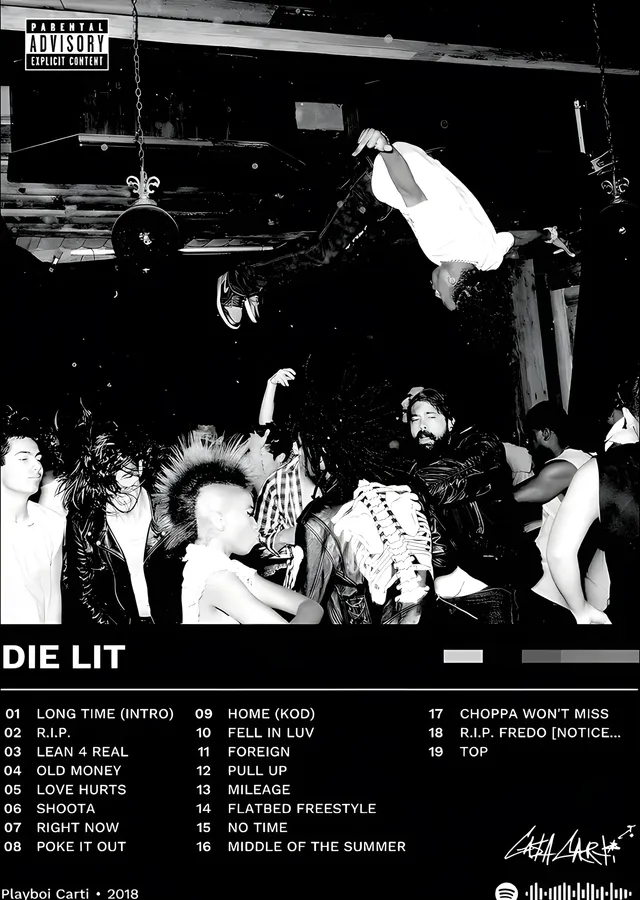 Playboi Carti - Die Lit: Şarkı Listesi metal tablo