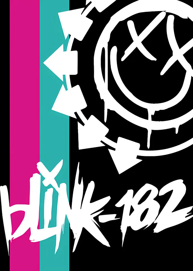 Blink-182 - Dikey Şeritli Gülen Yüz metal tablo