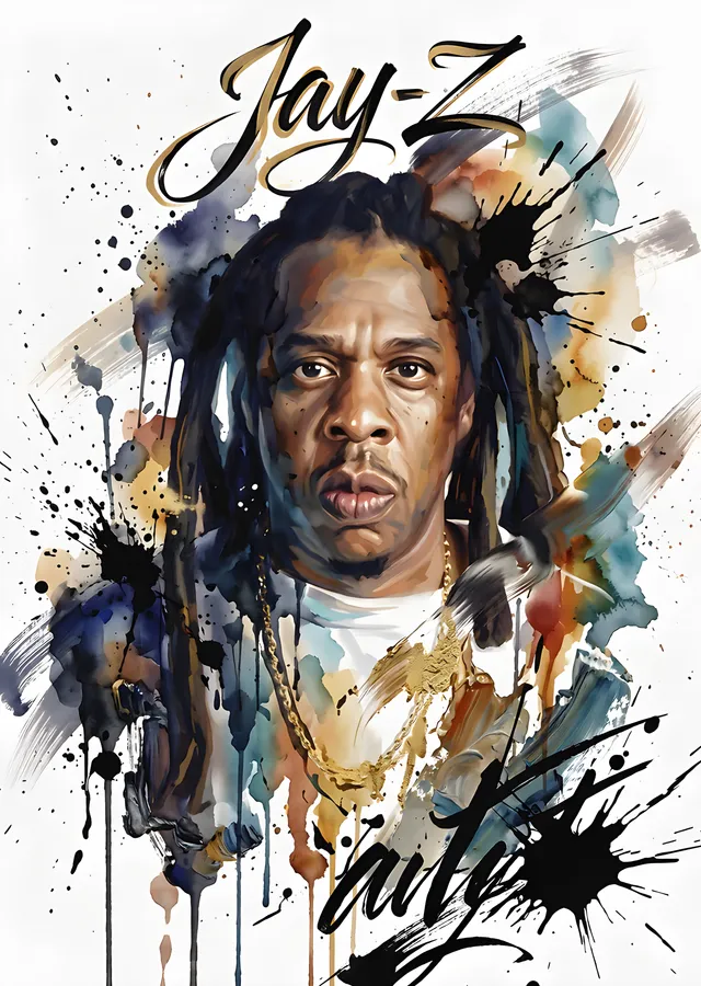 Jay-Z - Suluboya Portre metal tablo