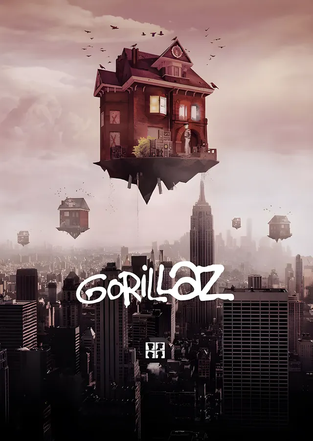 Gorillaz - Uçan Ev metal tablo