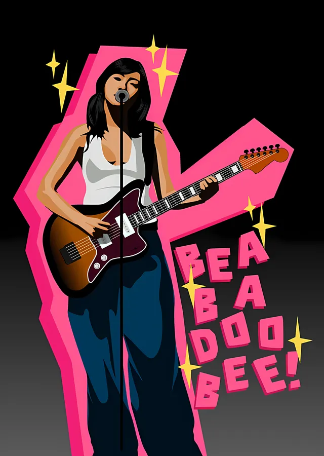 beabadoobee - Pembe Sahne Grafiği metal tablo