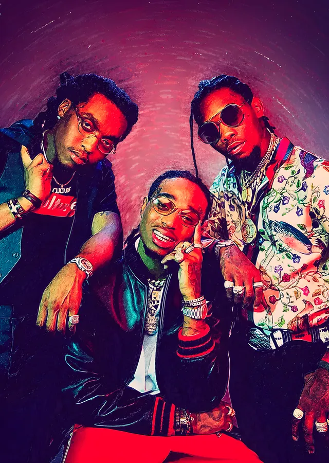Migos - Renkli Grup Karesi metal tablo