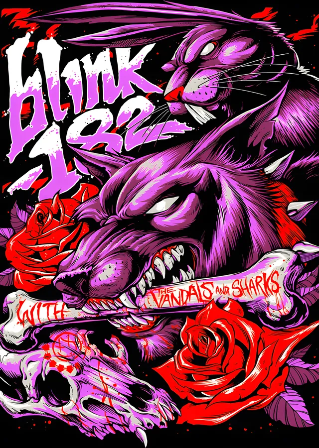 Blink-182 - Mor Tavşan ve Güller metal tablo