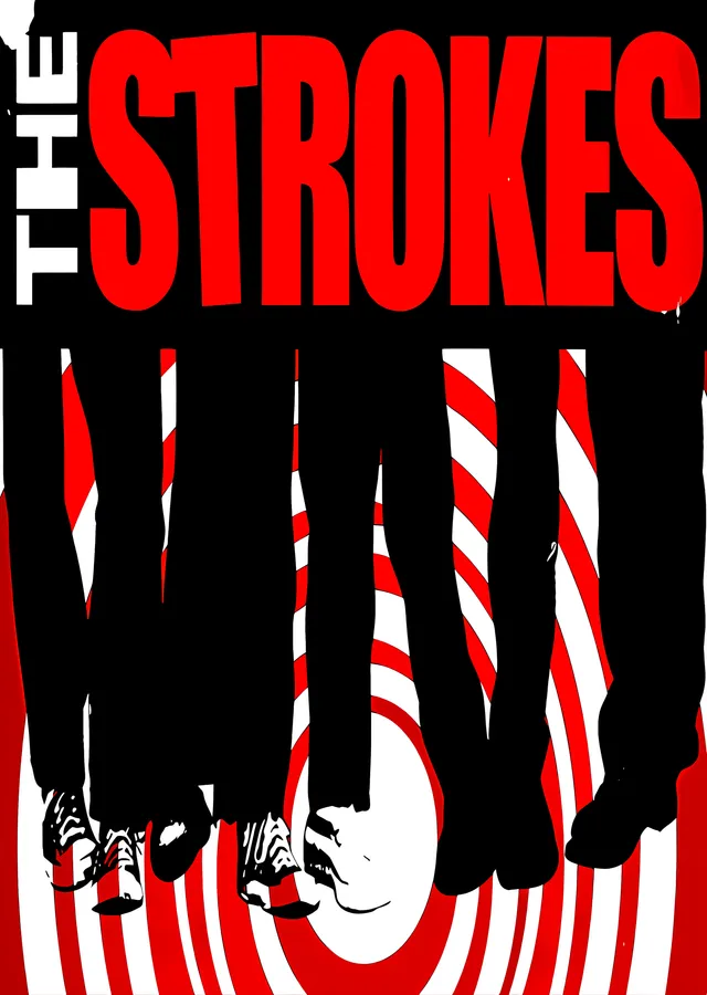 The Strokes - Kırmızı Beyaz Çizgili Afiş metal tablo