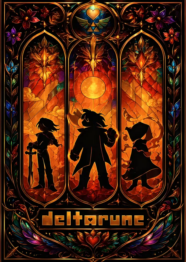 Deltarune - Vitray Üçlemesi metal tablo