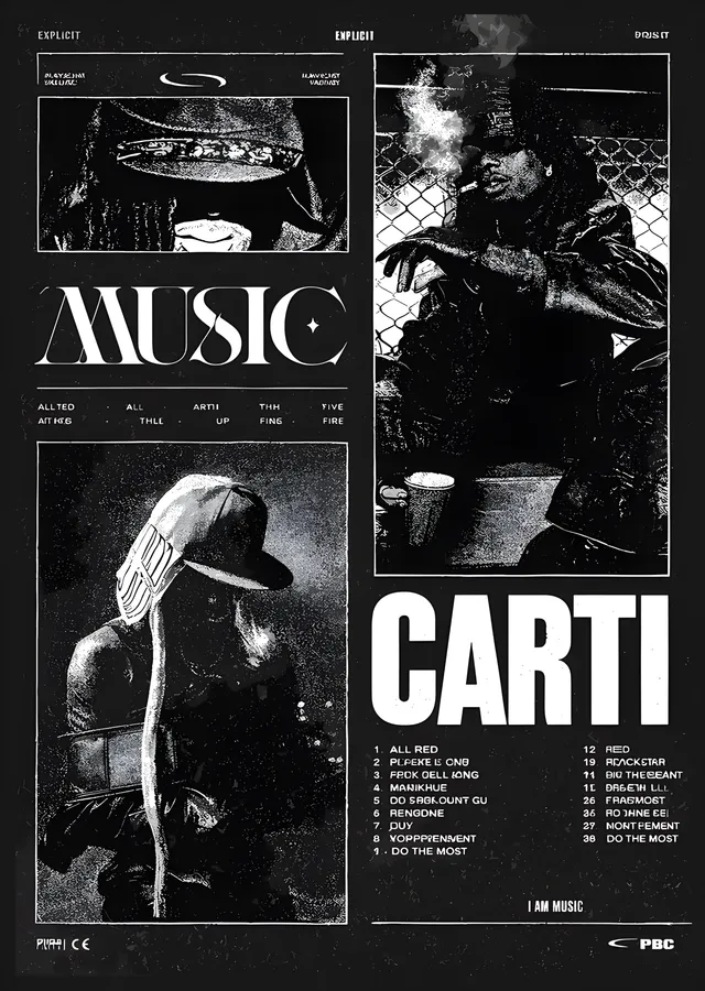 Playboi Carti - Music metal tablo