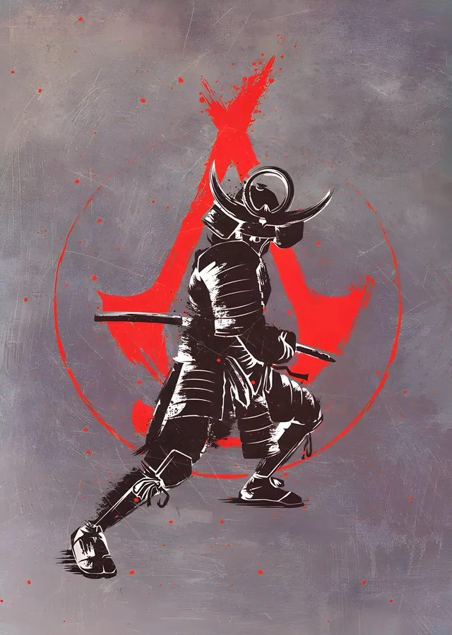 Assassin's Creed - Gri Zeminde Kırmızı Amblem metal tablo