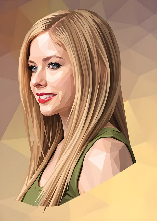 Avril Lavigne - Düşük Poligon Portre metal tablo