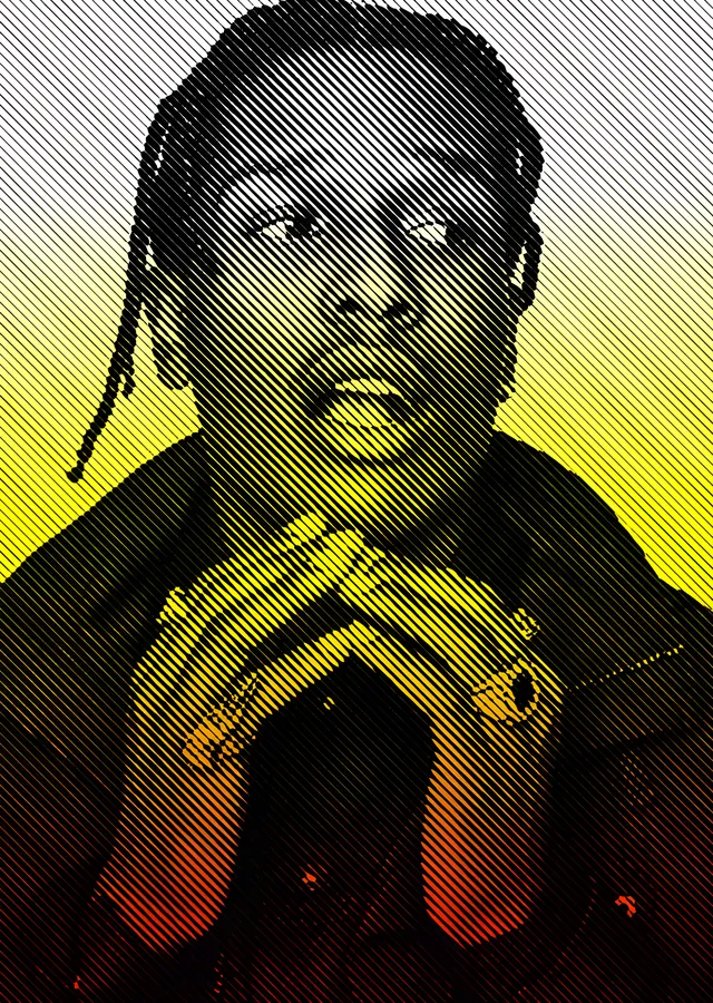 ASAP Rocky - Sarı Halftone Portre metal tablo