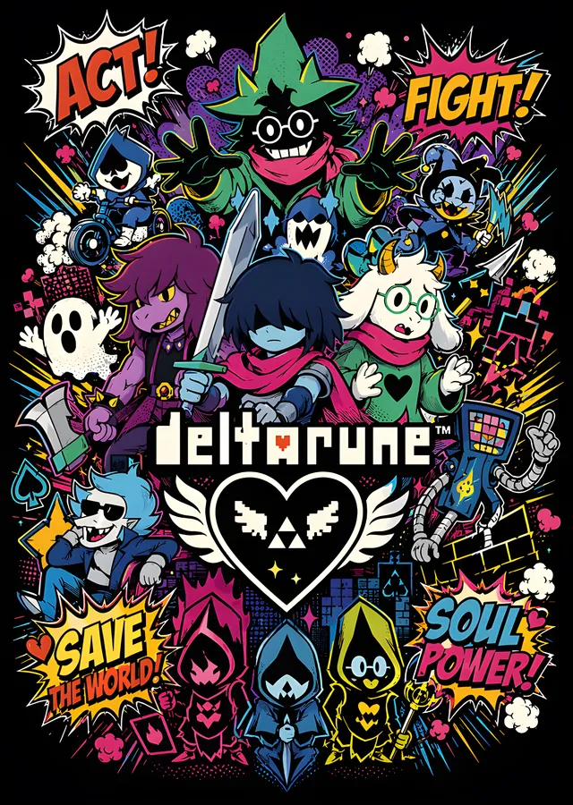 Deltarune - Save The World Çıkartma Kolajı metal tablo