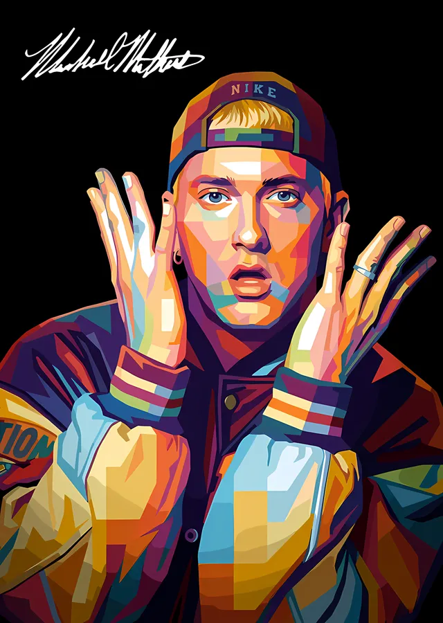 Eminem - Geometrik Pop Art metal tablo
