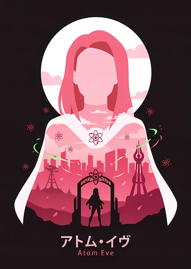 Atom Eve - Pembe Çift Pozlama metal tablo