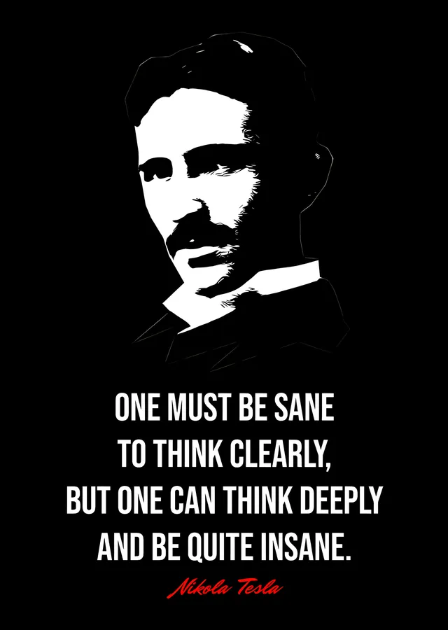 Nikola Tesla - Akıl ve Derinlik metal tablo