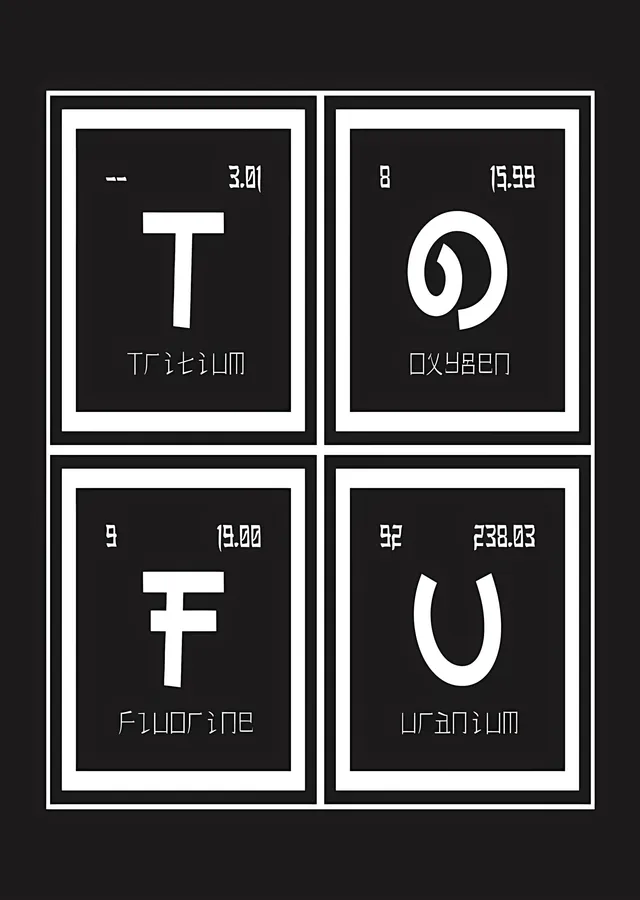 TOFU - Siyah Zemin Element Kartları metal tablo