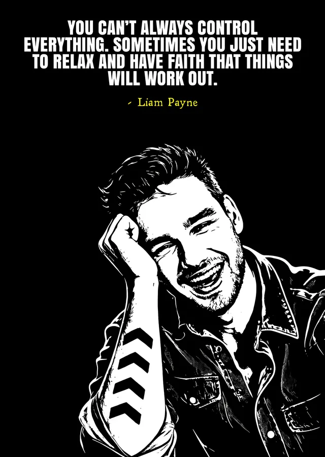 Liam Payne - Siyah Beyaz Alıntı Afişi metal tablo