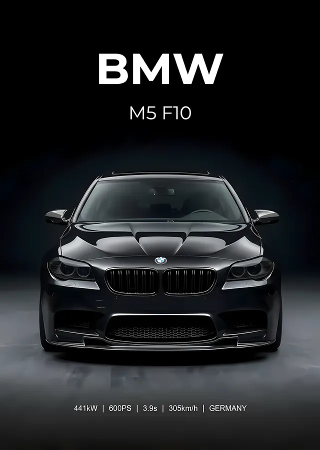 BMW M5 F10 · Karanlıkta Cephe metal tablo