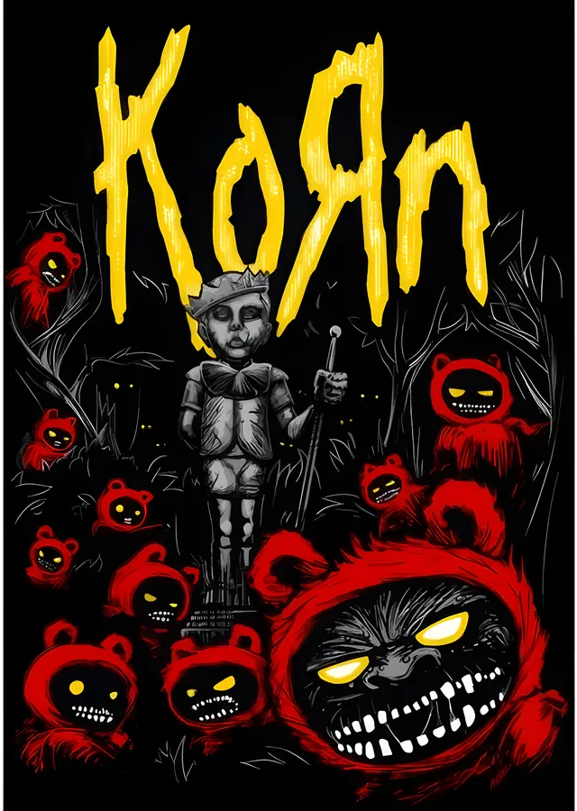 Korn - Kırmızı Oyuncak Ayılar metal tablo