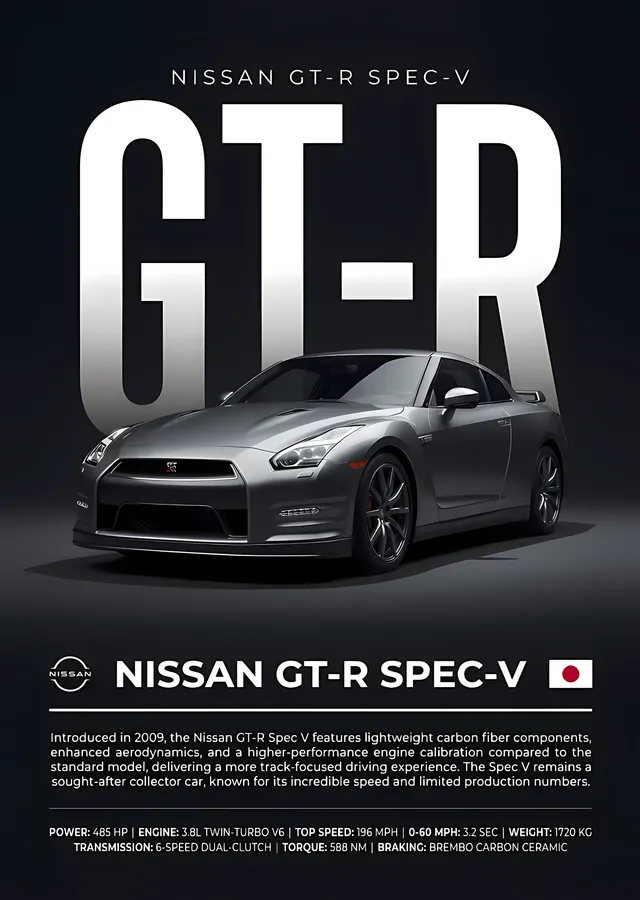 Nissan GT-R Spec-V metal tablo