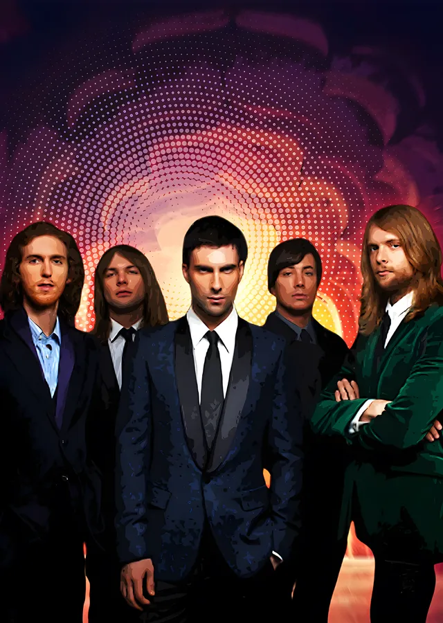 Maroon 5 - Takım Elbiseli Grup Karesi metal tablo