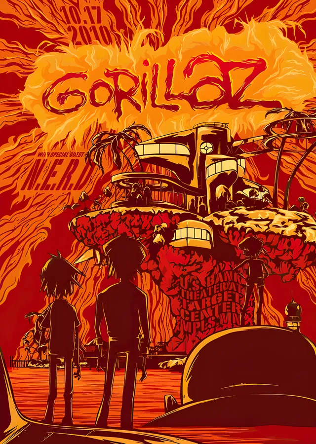 Gorillaz - Plastic Beach Sahne Gecesi metal tablo