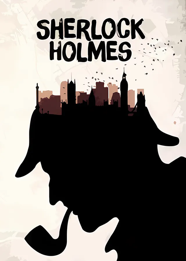 Sherlock Holmes - Londra Siluetli Profil metal tablo