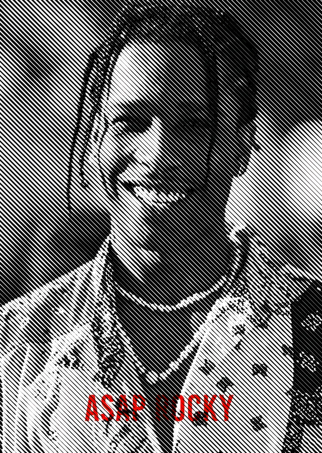 ASAP Rocky - Gri Çizgi Dokulu Portre metal tablo