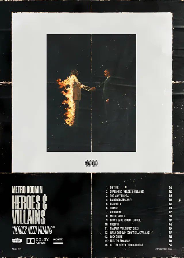 Metro Boomin - Heroes & Villains Künyesi metal tablo