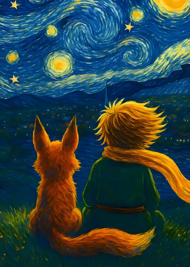The Little Prince - Tilkiyle Omuz Omuza metal tablo