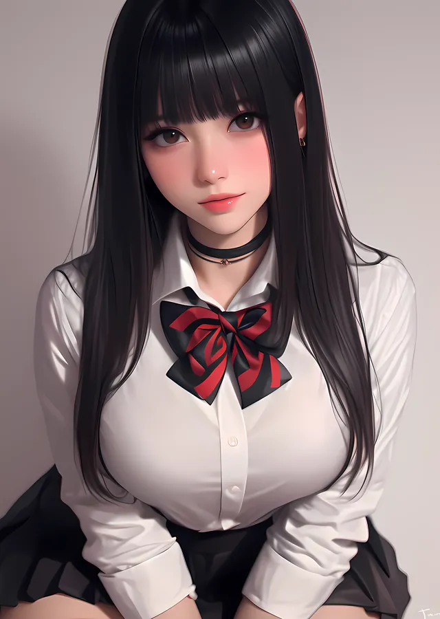 Okul Üniformalı Anime Kız metal tablo