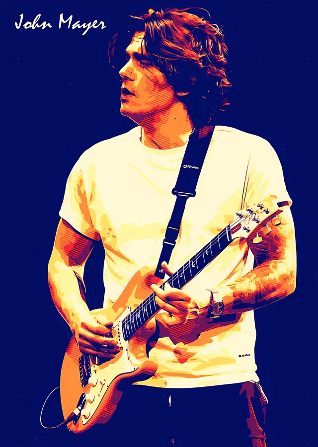 John Mayer - Geometrik Portre metal tablo
