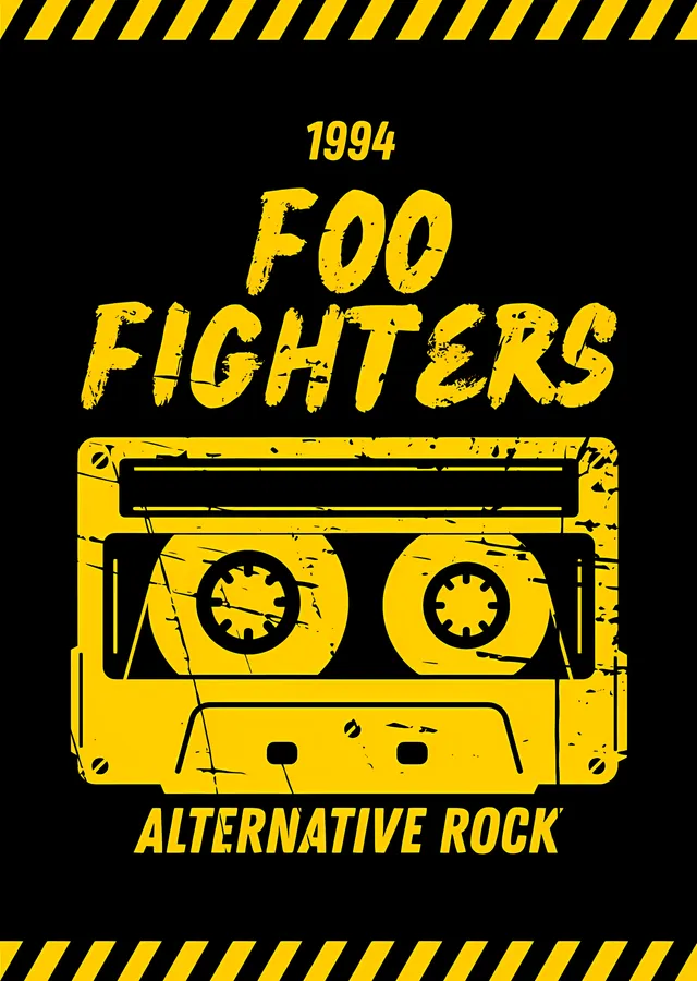 Foo Fighters - Sarı Kaset Afişi metal tablo
