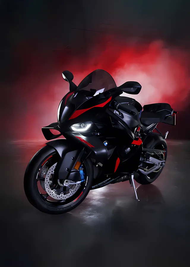 BMW S1000RR - Kızıl Dumanda Siyah Gövde metal tablo