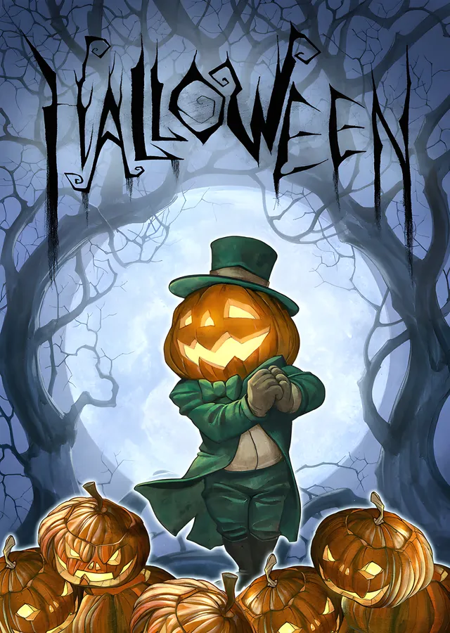 Halloween - Yeşil Ceketli Kabak Kafa metal tablo