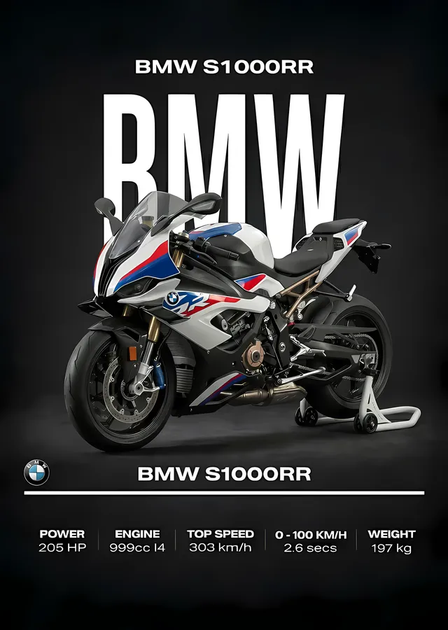 BMW S1000RR - Teknik Künye Afişi metal tablo
