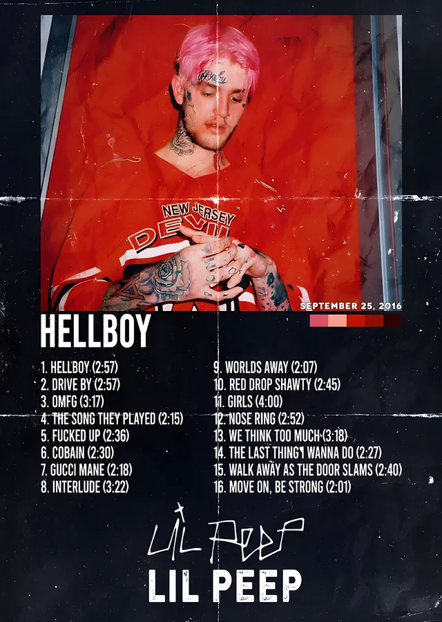 Lil Peep - Hellboy Şarkı Listesi metal tablo