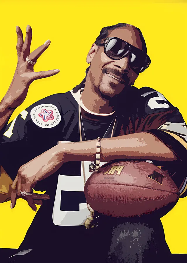 Snoop Dogg - Sarı Zeminde Amerikan Futbolu metal tablo