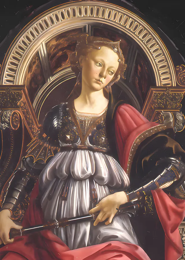 Botticelli - Kılıçlı Kadın Figürü metal tablo