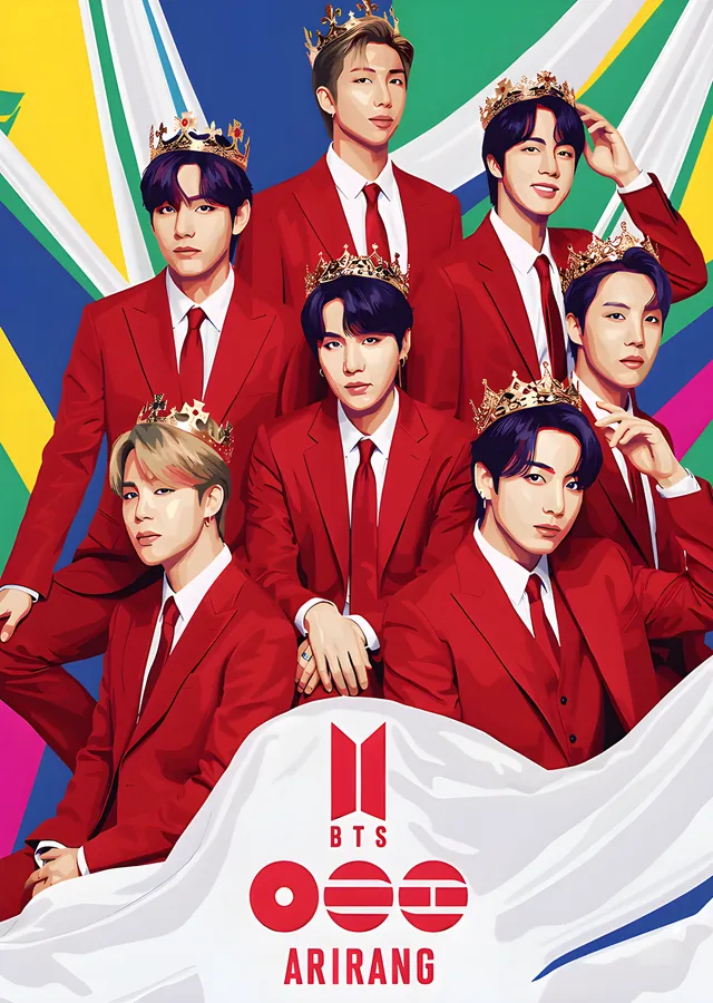 BTS - Kırmızı Takım ve Taçlar metal tablo