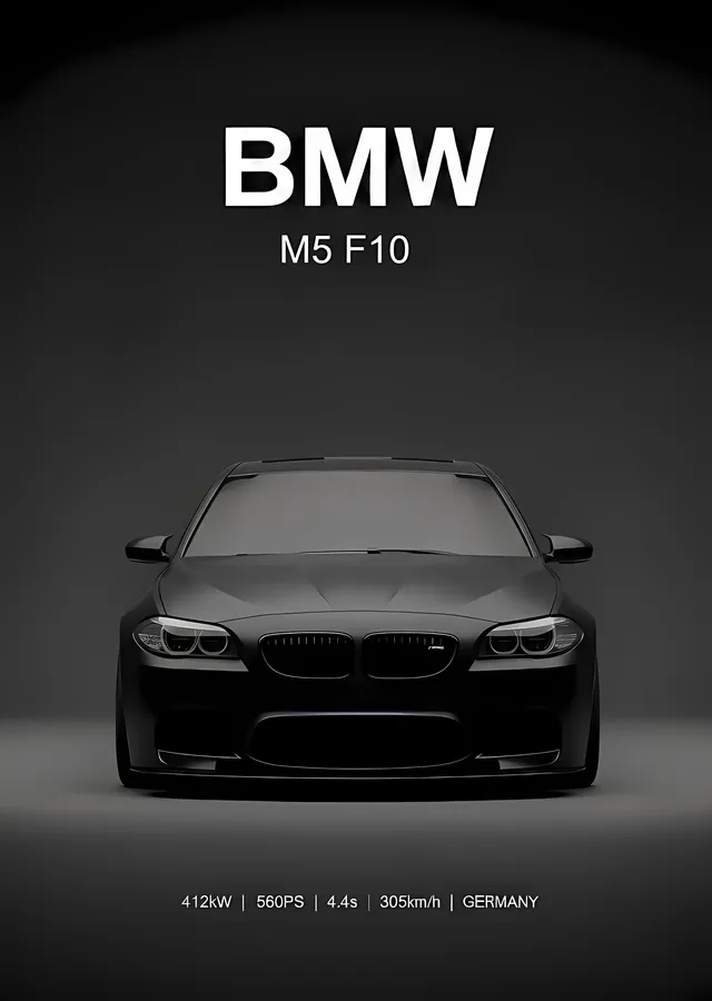 BMW M5 F10 · Mat Siyah Cephe metal tablo