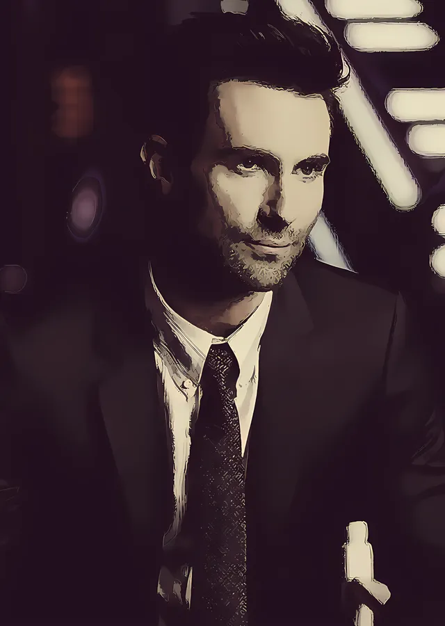 Adam Levine - Takım Elbiseli Portre metal tablo
