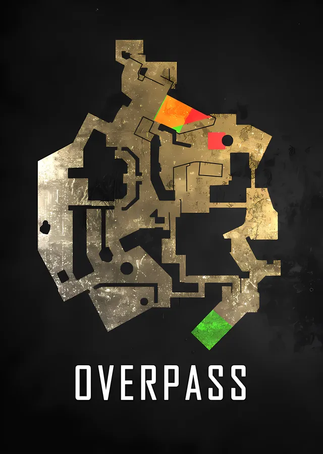 Counter-Strike Overpass - Harita Planı metal tablo