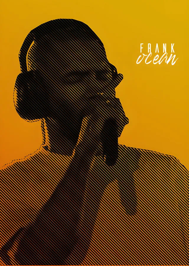 Frank Ocean - Sarı Zeminde Silüet metal tablo