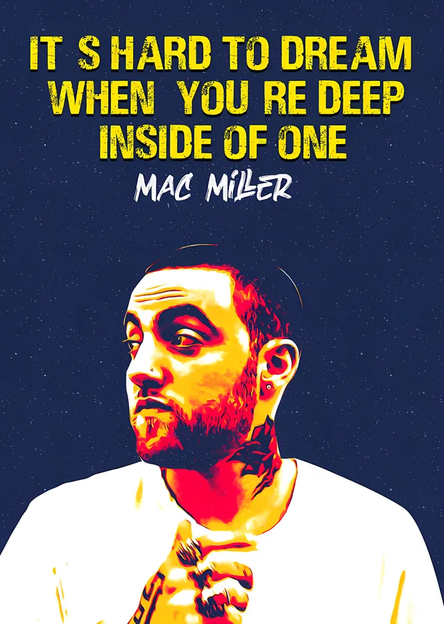 Mac Miller - Lacivert Zeminde Alıntı metal tablo